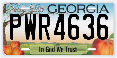 GA license plate PWR4636