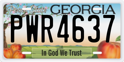 GA license plate PWR4637