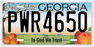 GA license plate PWR4650