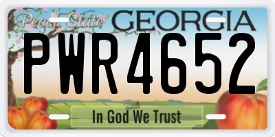 GA license plate PWR4652