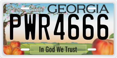 GA license plate PWR4666