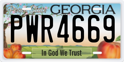GA license plate PWR4669