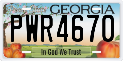 GA license plate PWR4670