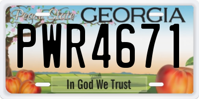 GA license plate PWR4671