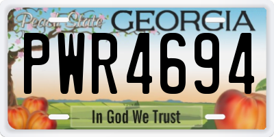 GA license plate PWR4694