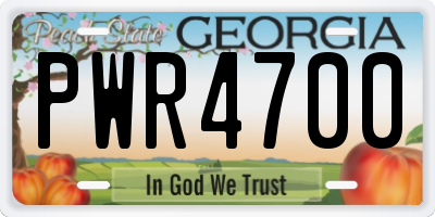 GA license plate PWR4700