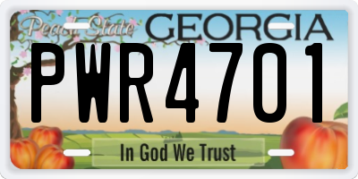GA license plate PWR4701