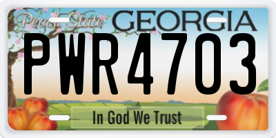 GA license plate PWR4703