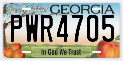 GA license plate PWR4705