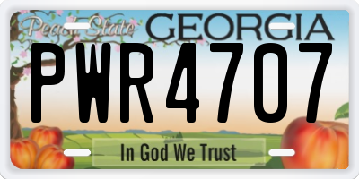 GA license plate PWR4707