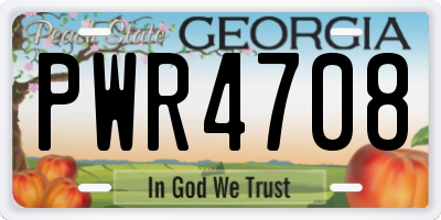 GA license plate PWR4708