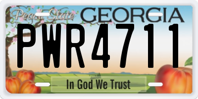 GA license plate PWR4711