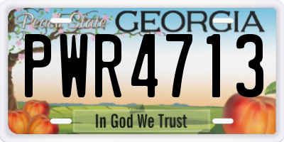 GA license plate PWR4713