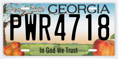 GA license plate PWR4718