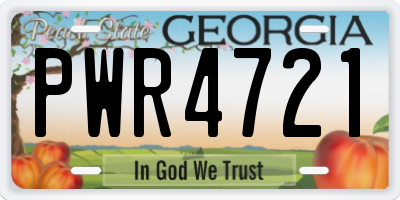 GA license plate PWR4721