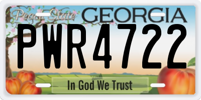 GA license plate PWR4722