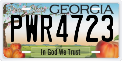 GA license plate PWR4723