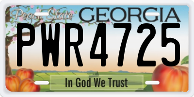 GA license plate PWR4725