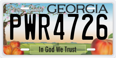 GA license plate PWR4726