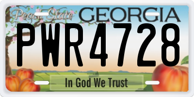 GA license plate PWR4728