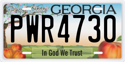 GA license plate PWR4730