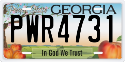 GA license plate PWR4731