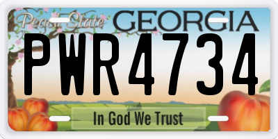 GA license plate PWR4734