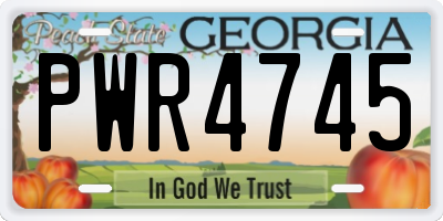 GA license plate PWR4745