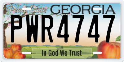 GA license plate PWR4747