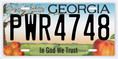 GA license plate PWR4748