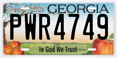 GA license plate PWR4749