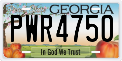 GA license plate PWR4750