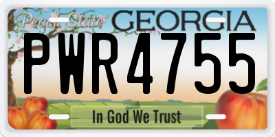 GA license plate PWR4755