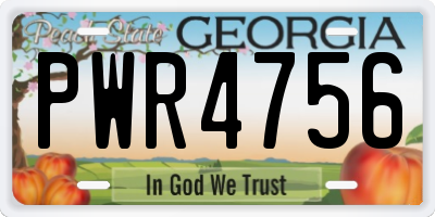 GA license plate PWR4756