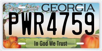 GA license plate PWR4759