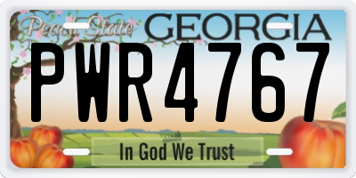 GA license plate PWR4767