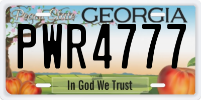 GA license plate PWR4777