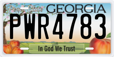 GA license plate PWR4783
