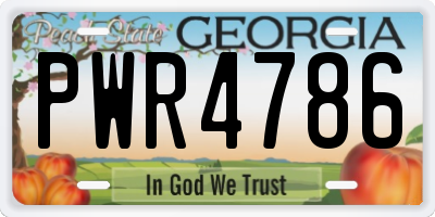 GA license plate PWR4786