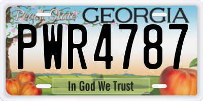 GA license plate PWR4787
