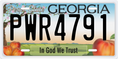 GA license plate PWR4791