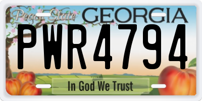 GA license plate PWR4794