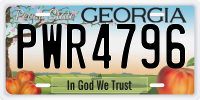 GA license plate PWR4796