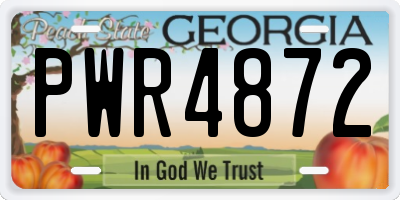 GA license plate PWR4872