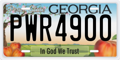 GA license plate PWR4900