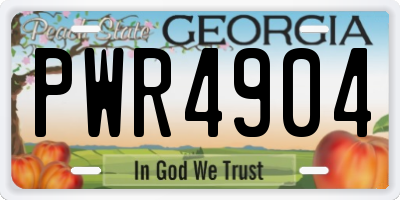 GA license plate PWR4904