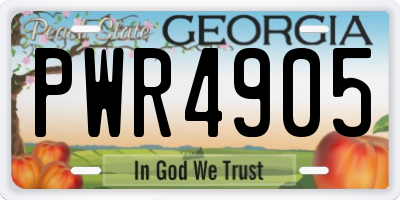 GA license plate PWR4905