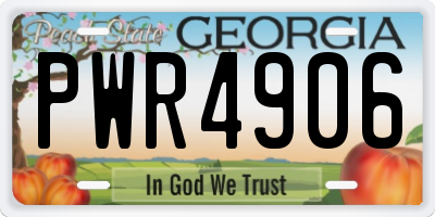 GA license plate PWR4906