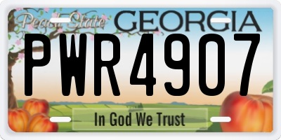 GA license plate PWR4907