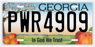 GA license plate PWR4909